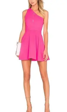 NBD x The Naven Twins Zip Me Up Hot Pink One Shoulder Mini Dress Small