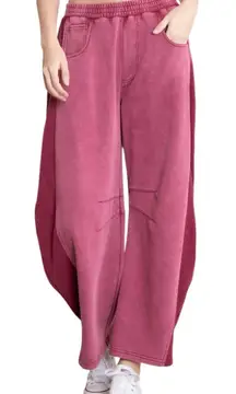 Blue Velvet contrast Joggers. Burgundy. Size Large