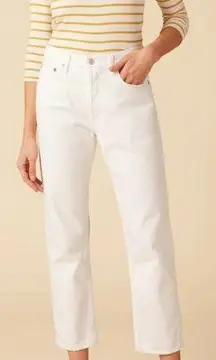 Agolde Parker Straight Leg Crop Jeans Finished Hem Milkshake White Size 32