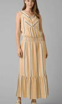 NWT PRANA California Dreaming Dress Golden Hour Stripe  100% Organic Cotton