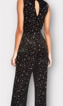 ModCloth Black Velvet Stars Jumpsuit Spellbound Sleeveless Metallic Wide Leg