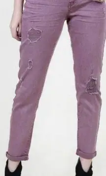 Altar’d State Girlfriend Jean Distress Mauve Pink