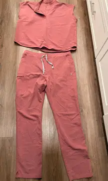 FIGS Scrub Set Women's Top Pants Dusty Rose Technical Collection XL