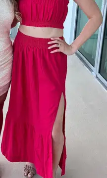 Linen Blend Maxi Skirt Set Abercrombie