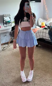 Blue Flowy Shorts