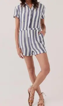 Pact blue and white striped Harbour romper NEW size large