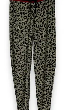 ASOS Track Pants Leopard Print Metallic‎ Women Size Medium Long Tall Knit Lounge