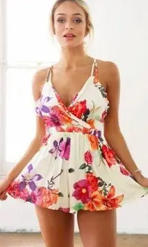 Floral backless romper