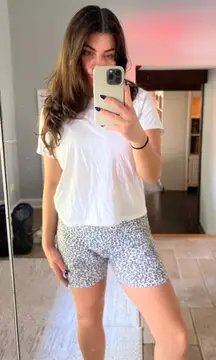 Brandy Melville White and black leopard print biker shorts