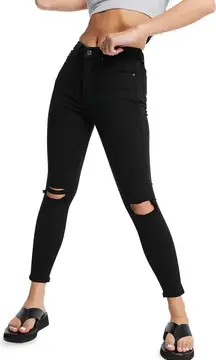 Jamie Petite High Waist Ripped Black Skinny Jean