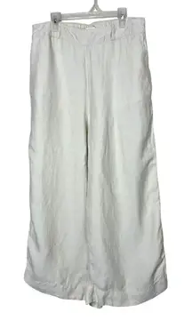Halston Linen‎ Blend Cream Color Wide Leg Trousers Size L