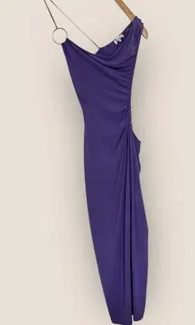 WhoWhatWear | Gold & Purple Cutout Ruched Dress | Size L