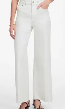 Madewell Flared Wide-Leg Jeans White Magic Pockets High Rise Raw Hem Women’s 29