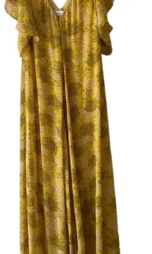 Emma & Michele Women's Size Small Yellow Floral Flutter Sleeve Maxi Dress