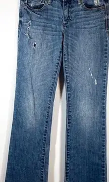 Abercrombie & Fitch Distressed Mid Rise Bootcut Blue Ripped Jeans Size 24