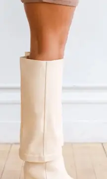 NEW! Lulus Boots Cream Knee-High Women's Boots size 7