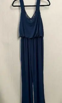 Soma Black Crochet Neckline Detail Jumpsuit