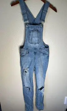 Y2K 90’s blue slice distressed overalls size 1