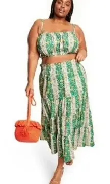 Target x Rhode Green Floral Cotton Two Piece Skirt&Crop Top Sz.XL NWT