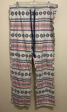 Sonoma Intimates Womens Sleep Lounge Pajama Pants M Winter White Blue Pink Print