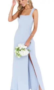 Show Me Your MuMu Light Blue Square Neck Pageant Prom Floor Length Gown Xs