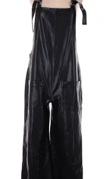 ZARA Black Faux Leather Jumpsuit - S