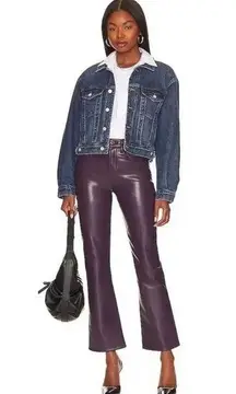 AGOLDE 90s Pinched Waist Leather Straight Leg Pants Plum Purple Size 26