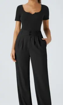 Nwt Halara flex high waisted zipper/button work pant size M elastic in back.