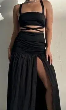 NWT Free People Hansen & Gretel Moonstruck Set Black Rhinestone Maxi Skirt Small