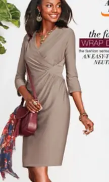 Signature wrap dress AVON Faux Wrap Dress taupe 2X