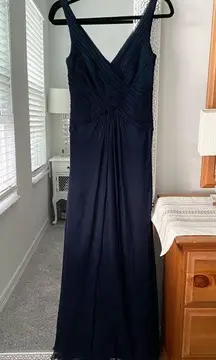 Tadashi Collection Navy Silk Chiffon Dress Size 4