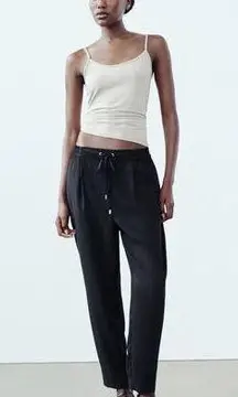 Zara Flowy Pants Womens Medium Neutral Minimalist Casual Capsule Streetwear