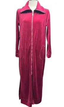 Bob Mackie Wearable Art Full Zip Velour House Coat Red Small