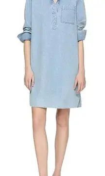 NWT Lafayette 148 Lightweight Denim Patch Pocket Popover Dress | M