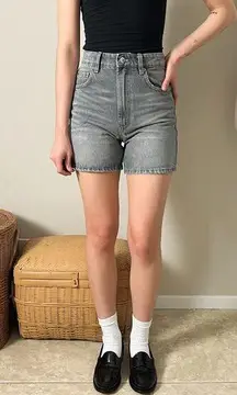 zara gray high waisted denim jean mom shorts