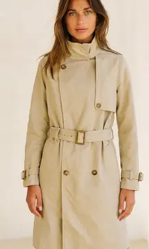 GAP Mid Length Cotton Trench Coat XS Classic Minimalist Preppy Belted