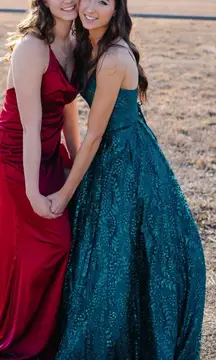 Teal Mermaid Sequin Prom Dress