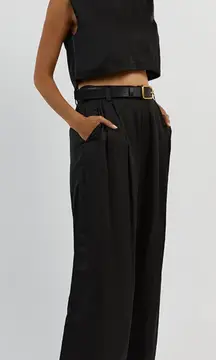 Rue Black Satin High Waist Wide Trouser Pant 4