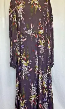 White Stuff Himari Dress Purple Multi Floral UK 12 US 14 Midaxi Long Sleeve NWT