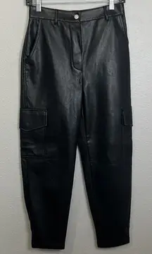 Aritzia Wilfred Free Button Fly Faux Leather Cargo Pant Black Size 4