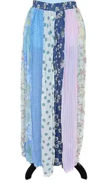 VTG ABS Allen Schwartz Skirt Women’s Large Blue Floral Pleated Maxi Cottagecore