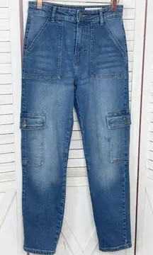 Noisy May Moni High Rise Cargo Pocket Jeans Blue Size 26