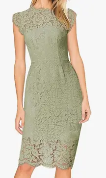 Lace Green Sleeveless Tea Dress