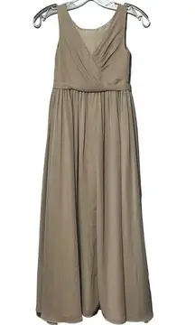  JJ House Chiffon Jr. Bridesmaid's Dresses A-line Pleated Crossover V-Neckline