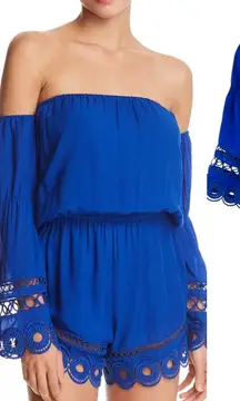Ramy‎ Brook Markos Romper Cotton Swim Cover-Up Cobalt Royal Blue Size XS