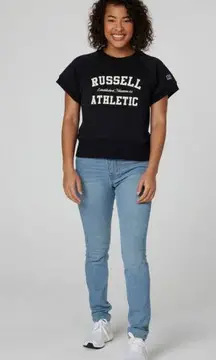 NWT Russell Athletic Short Sleeve French Terry Crew in Black