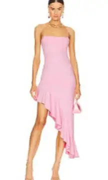 Susana Monaco NWT Asymmetrical Ruffle Hi-Low Dress in Pink Size L