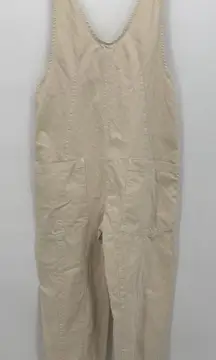 We The Free High Roller One Piece Jumpsuit Overalls Beige Boho Oversized Small