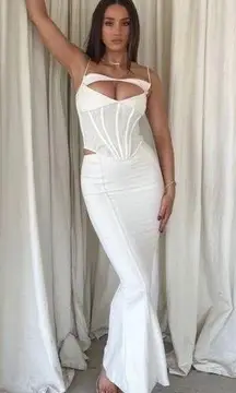 NWOT HOUSE OF CB PALOMA IVORY CORSET MAXI DRESS GOWN NWOT M