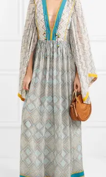 Talitha Women's‎ Maghreb Pinted Silk-Georgette V-Neck Maxi Dress Size S  NEW